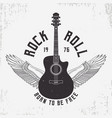 rock and roll t-shirt design with guitar wings vector image vector image
