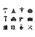 silhouette building and construction tools icons vector image
