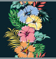 vivid hibiscus flowers seamless pattern ribbon vector image vector image