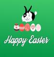 easter greeting card with bunnies and eggs vector image vector image