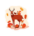 hello autumn poster with deer animal and leafs vector image