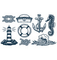 set nautical elements for marine design vector image