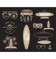 set vintage surfing graphics and emblems vector image vector image