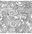 cartoon doodles spring seamless pattern vector image