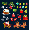 holiday icons signs for christmas with santa claus vector image vector image