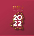 year 2022 gold 3d pine tree card vector image vector image