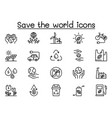 save the world icons set in thin line style vector image vector image