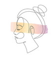 asian woman face in one line drawing style vector image
