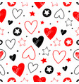 set hand drawn stars and hearts grunge elements vector image