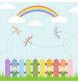 colorful dragonflies and rainbow vector image vector image