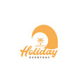 sunset wave with coconut tree logo design vector image