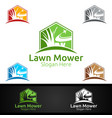 lawn mower logo for mowing gardener design vector image