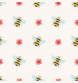 seamless pattern with bees and flower heads vector image vector image