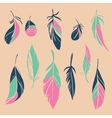 set of hand drawn feathers vector image vector image