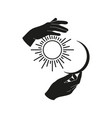 sun and moon with hands vector image vector image