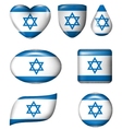 israel flag in various shape glossy button vector image vector image