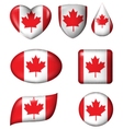 canada flag in various shape glossy button vector image vector image