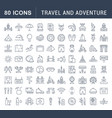 set flat line icons travel and adventure vector image