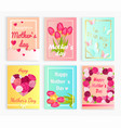 six cute cards with hearts flowers for mom s day vector image