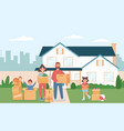 Family moving to new home cartoon concept Vector Image