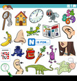 letter n words educational task for children vector image