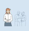 mad female employee angry at colleagues talk vector image vector image