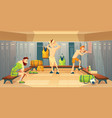 changing room with football players vector image vector image