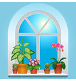 flowers window blue vector image vector image