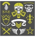 military symbols with weapon and people uniform vector image vector image