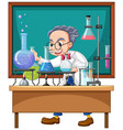 Classroom scene with scientist doing experiment Vector Image