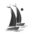 two sailboats silhouette nautical symbol and icon vector image