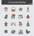 christmas festival icon set 5 flat colour design vector image