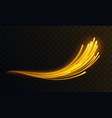 golden fire energy glowing motion lines effect vector image vector image