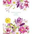 spring flowers bouquet vertical card background vector image