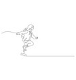 one line drawing of happiness student running vector image