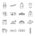 airport icons set outline style vector image