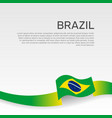 brazil flag background wavy ribbon color vector image