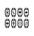 smart watch design set in line art style with icon vector image vector image