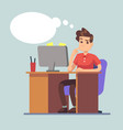 thinking man and think bubble student at table vector image vector image