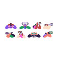 characters holding binoculars in hands set people vector image