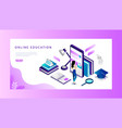 isometric online education website landing page vector image