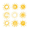 doodle sun set for summer design vector image