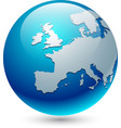 europe silhouette on blue globe vector image
