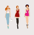 hand drawn fashion models vector image