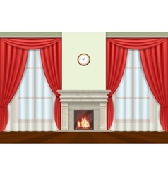 Classic interior with panel moldings and windows Vector Image