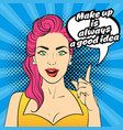 pop art beautiful woman face vector image