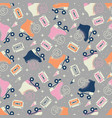 seamless pattern with roller skates and cassettes vector image vector image