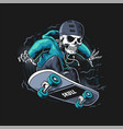 skull skateboarder vector image vector image