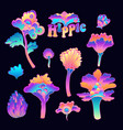 colorful flower set retro 60s 70s hippie style vector image