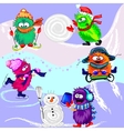 monsters winter sports vector image